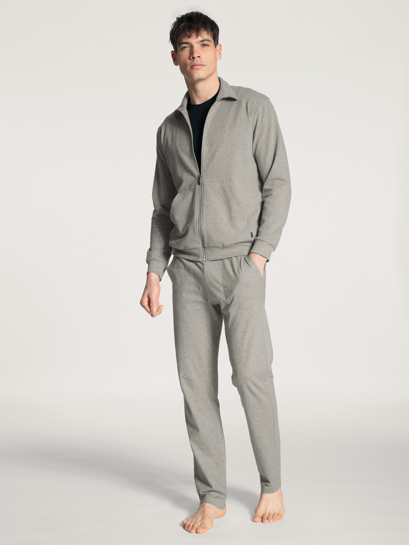 Men Calida Remix Basic Lounge Jacket Loungewear Carbon Melé | 307596-YXJ