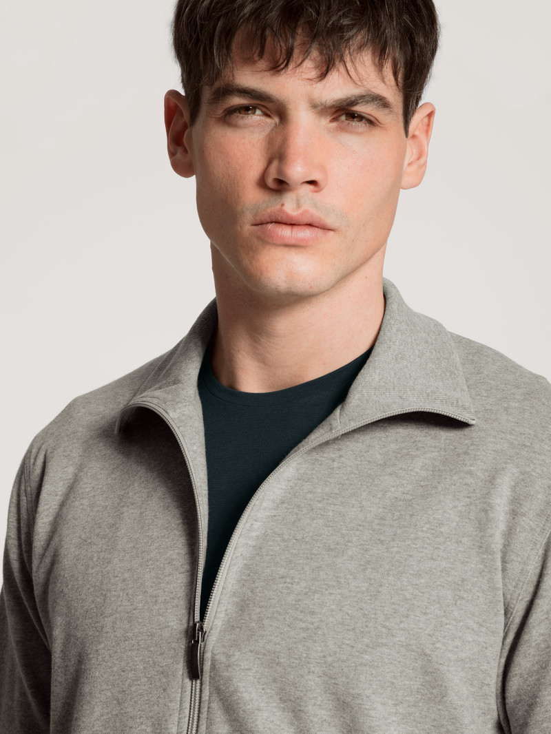 Men Calida Remix Basic Lounge Jacket Loungewear Carbon Melé | 307596-YXJ