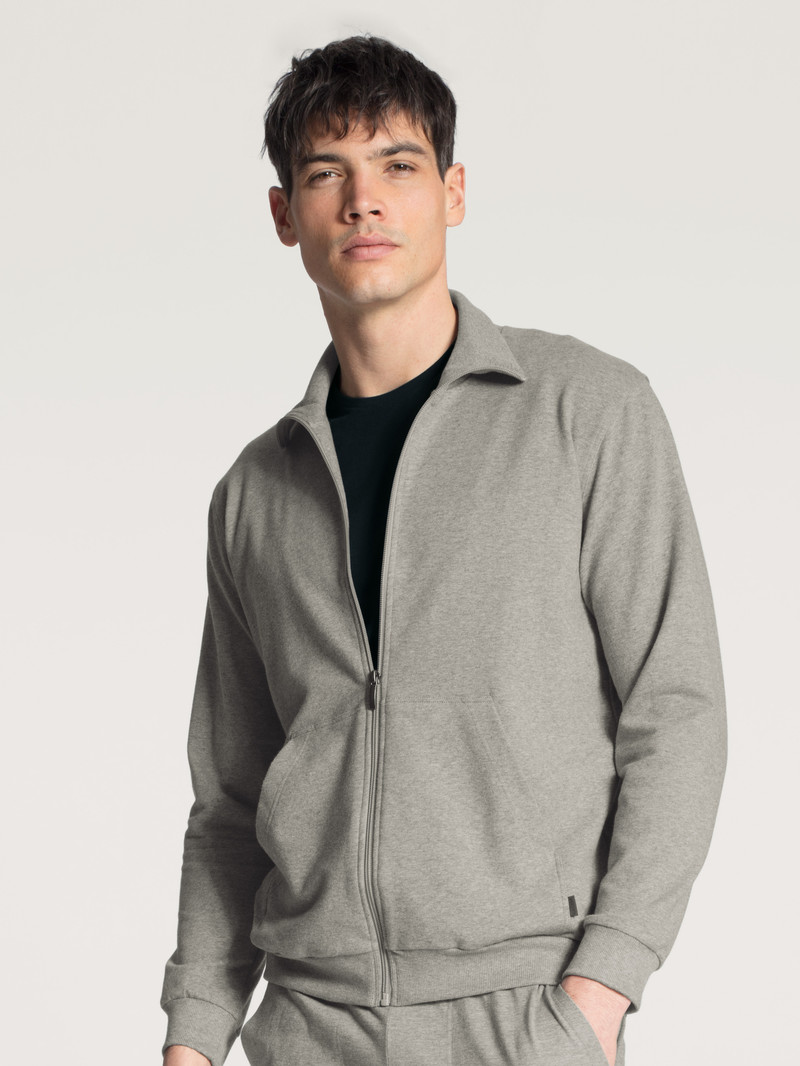 Men Calida Remix Basic Lounge Jacket Loungewear Carbon Melé | 307596-YXJ