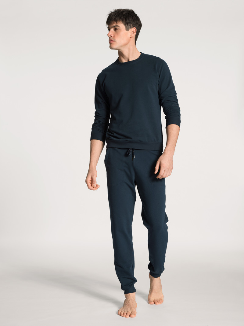 Men Calida Remix Basic Lounge Sweatshirt Loungewear Dark Sapphire | 479203-CVM