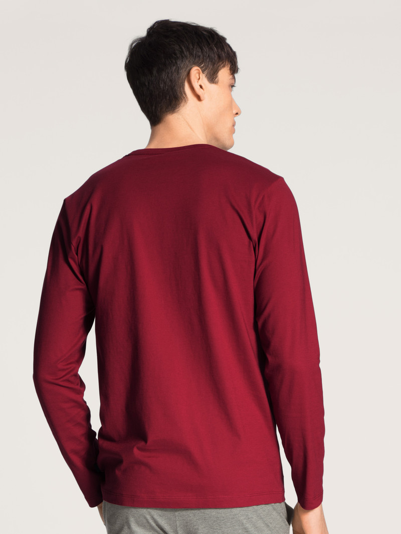 Men Calida Remix Basic Sleep Shirt Long Sleeve Loungewear Rumba Red | 106954-AWE