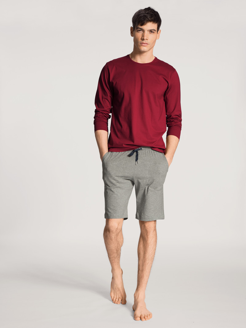 Men Calida Remix Basic Sleep Shirt Long Sleeve Loungewear Rumba Red | 106954-AWE