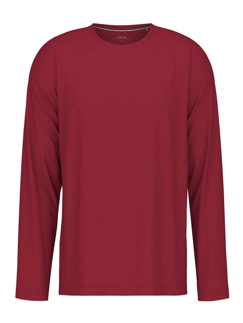 Men Calida Remix Basic Sleep Shirt Long Sleeve Loungewear Rumba Red | 106954-AWE