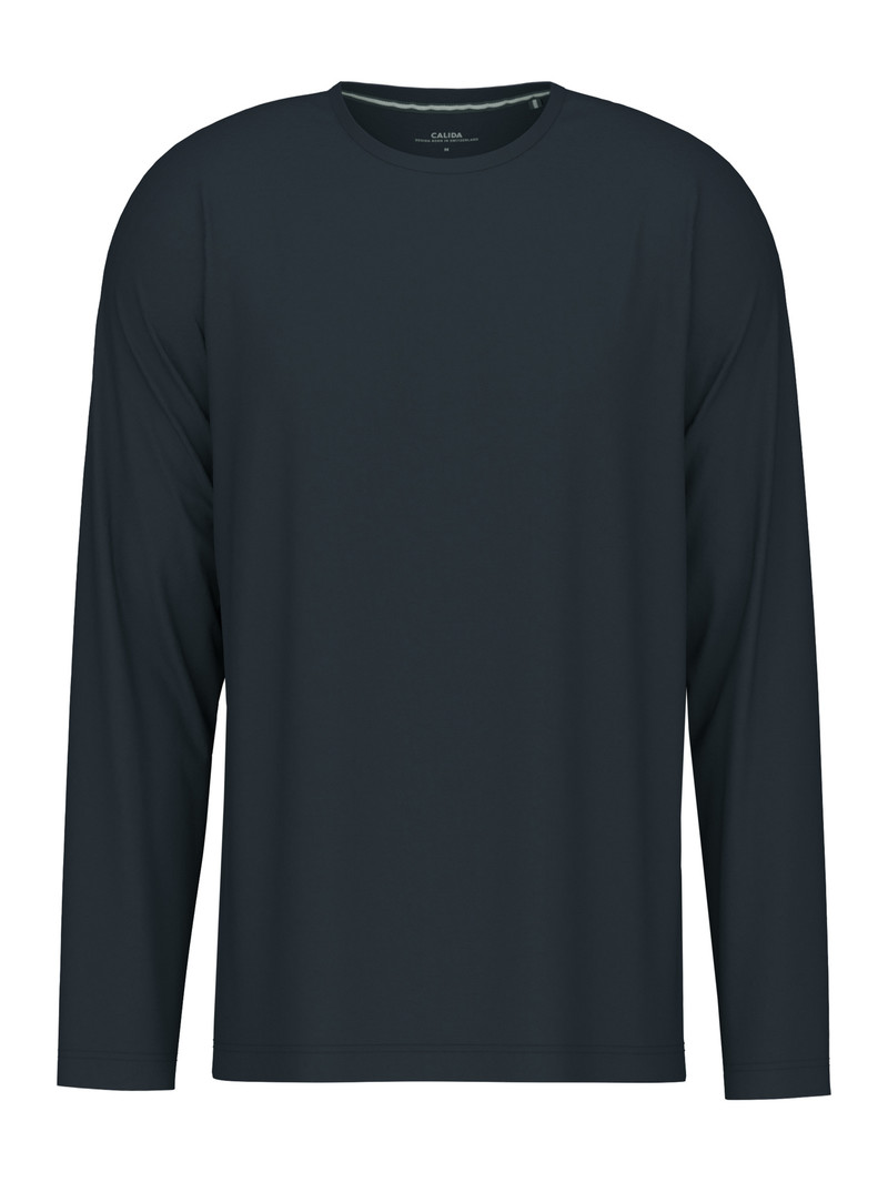 Men Calida Remix Basic Sleep Shirt Long Sleeve Sleepwear Dark Sapphire | 986451-WCH