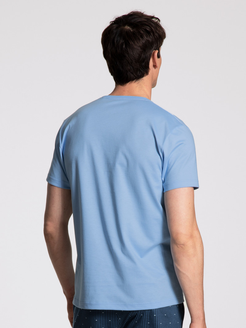 Men Calida Remix Basic Sleep T-shirt Sleepwear Placid Blue | 532781-EPM