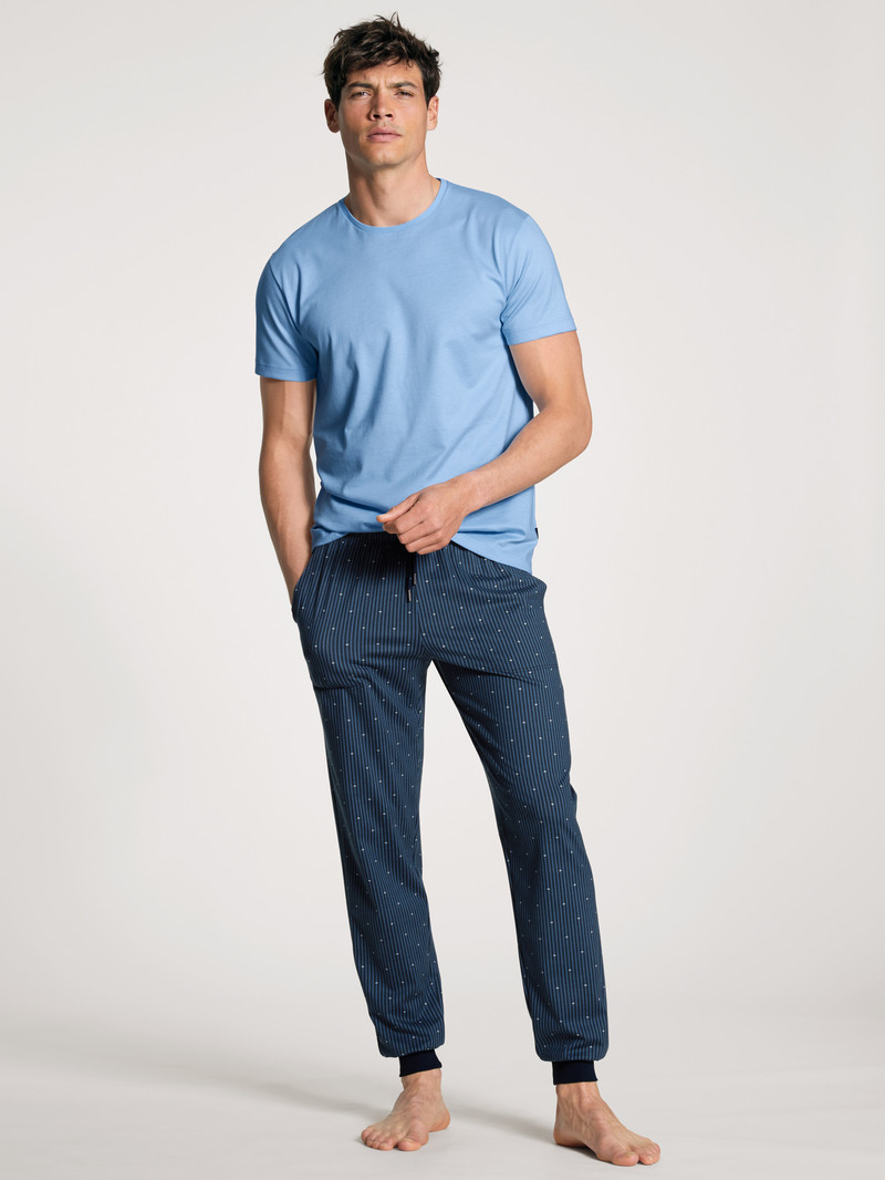 Men Calida Remix Basic Sleep T-shirt Sleepwear Placid Blue | 532781-EPM