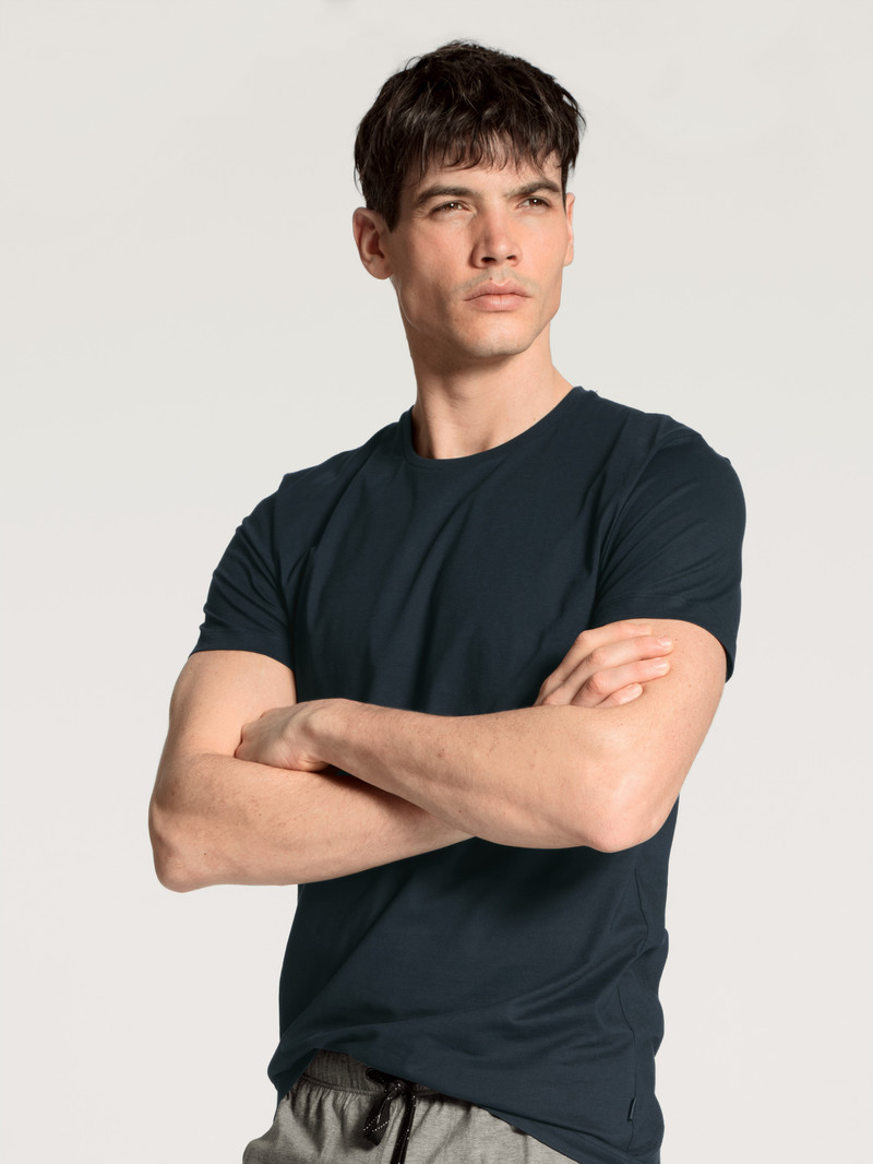 Men Calida Remix Basic Sleep T-shirt Sleepwear Dark Sapphire | 978514-INA