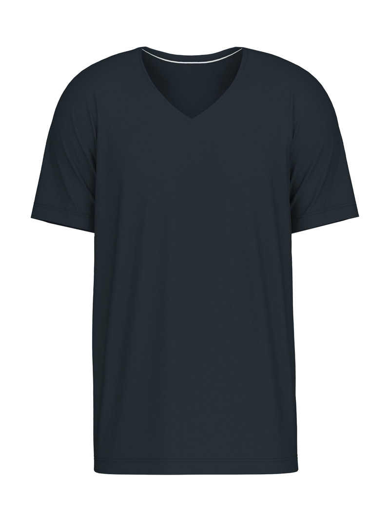 Men Calida Remix Basic Sleep V-shirt Sleepwear Dark Sapphire | 582013-OWC