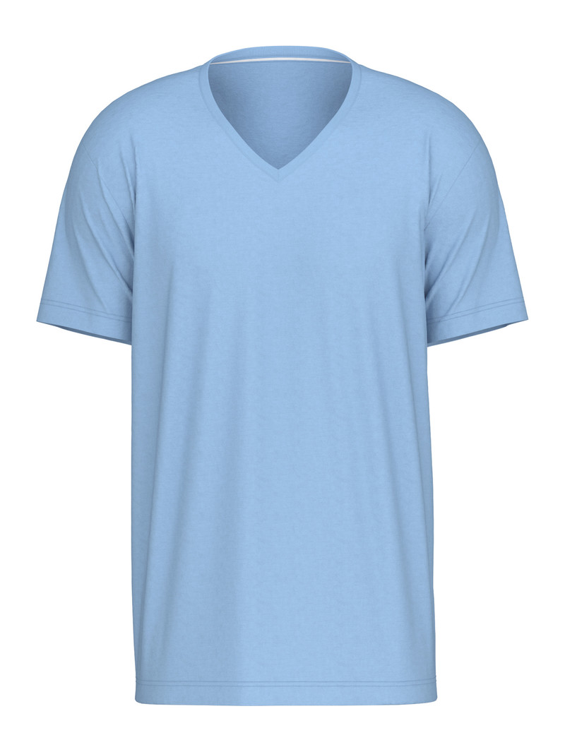 Men Calida Remix Basic Sleep V-shirt Sleepwear Placid Blue | 901367-PZN