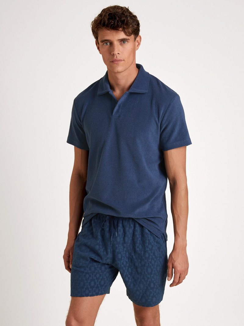 Men Calida Rmx Lounge Holiday Poloshirt Loungewear Insignia Blue | 698342-SXK