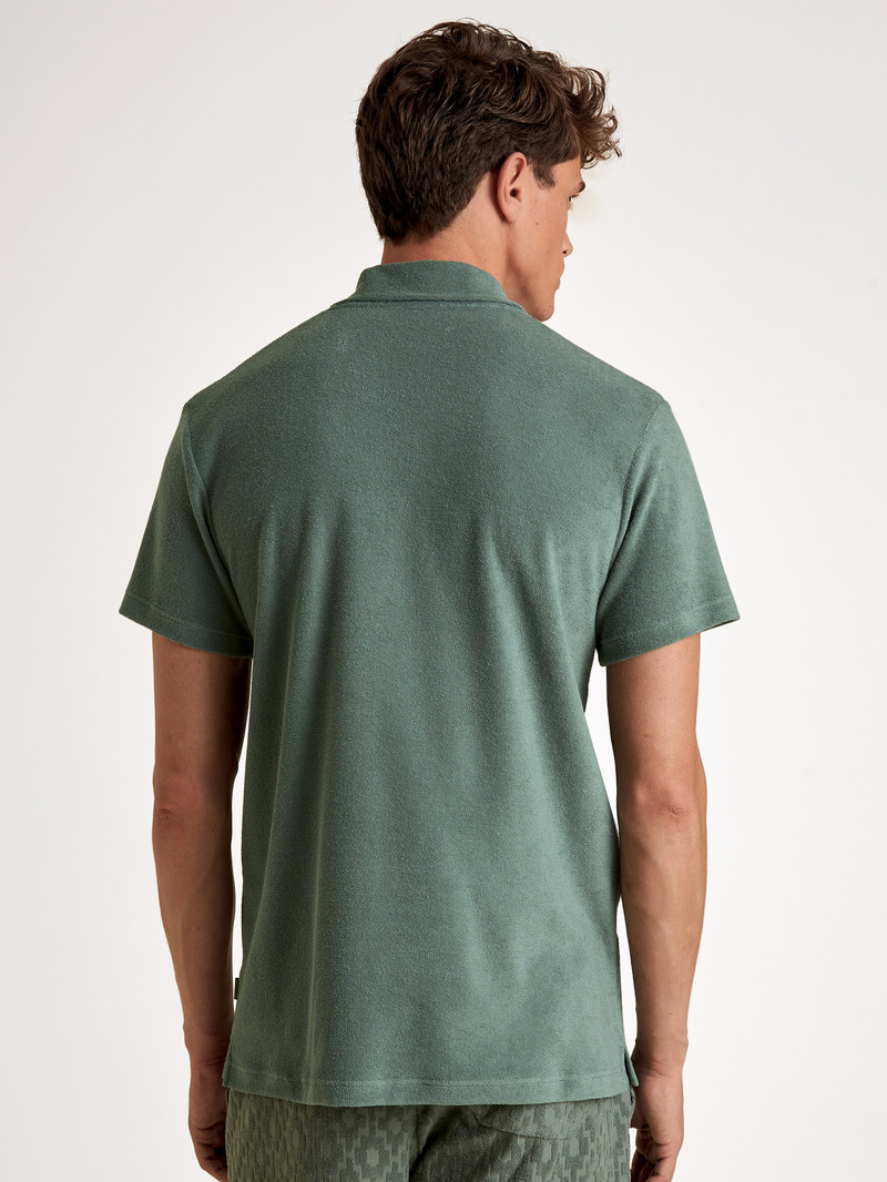 Men Calida Rmx Lounge Holiday Poloshirt Loungewear Laurel Green | 086732-ACH