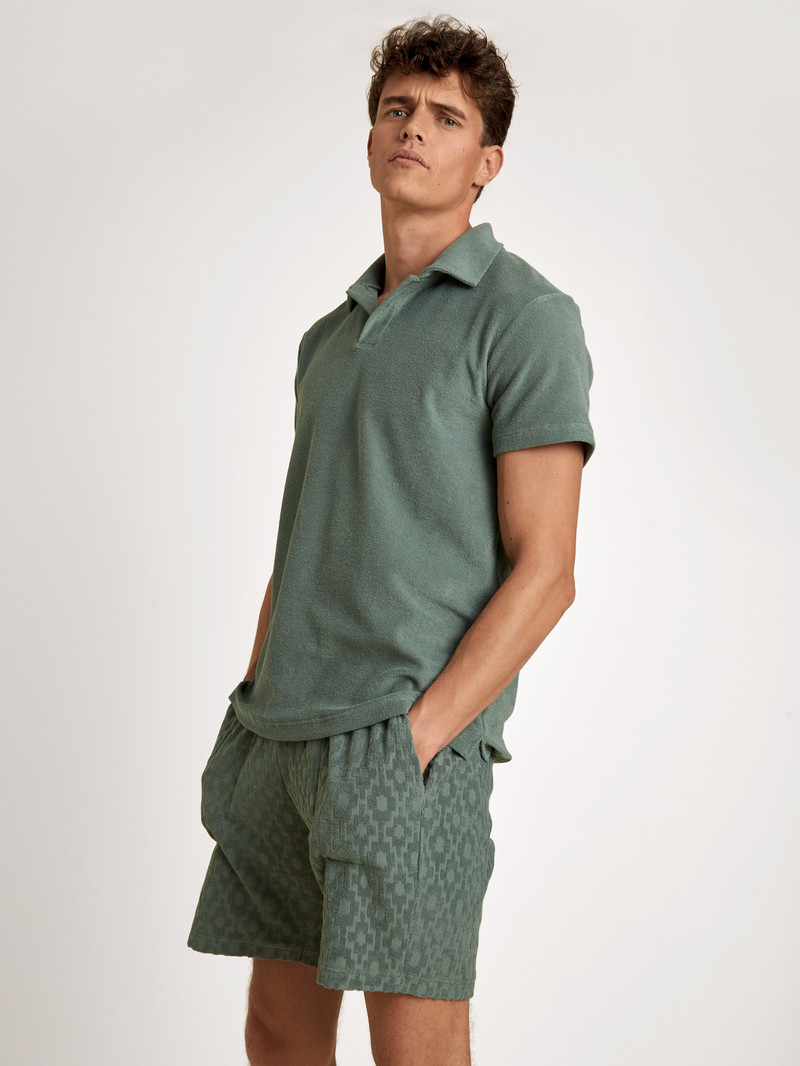 Men Calida Rmx Lounge Holiday Poloshirt Loungewear Laurel Green | 086732-ACH