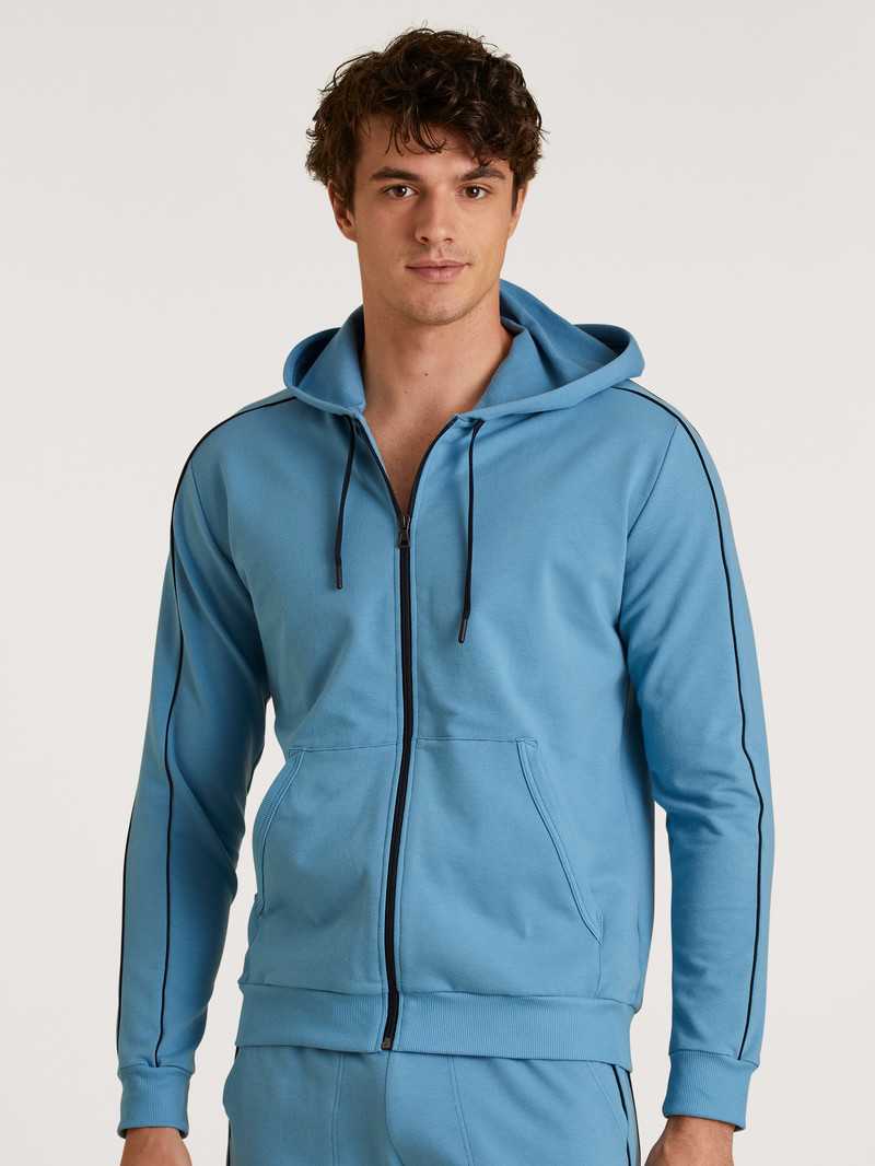 Men Calida Rmx Lounge Leisure Jacket Loungewear Niagara Blue | 492563-IXP