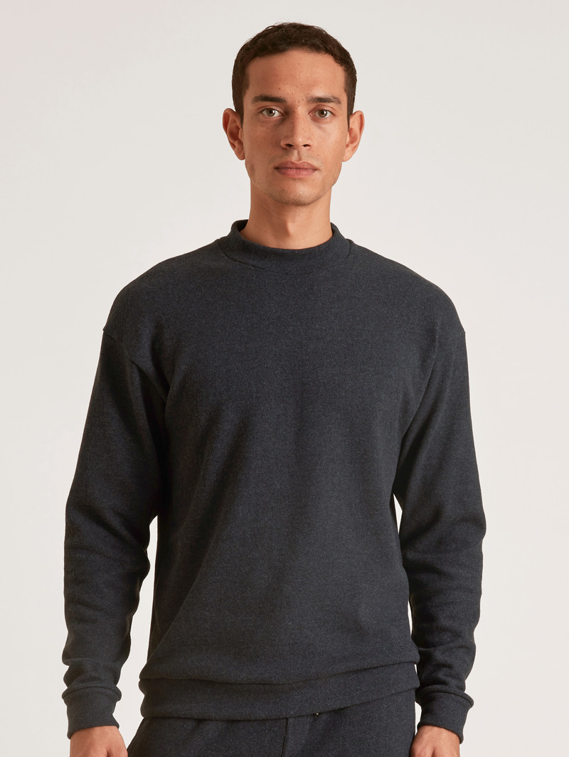 Men Calida Rmx Lounge Time Off Sweatshirt Loungewear Anthrazit Melé | 570469-CHW