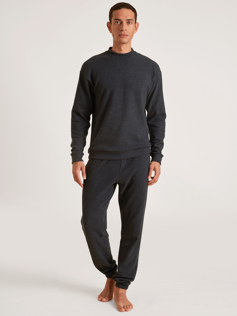 Men Calida Rmx Lounge Time Off Sweatshirt Loungewear Anthrazit Melé | 570469-CHW