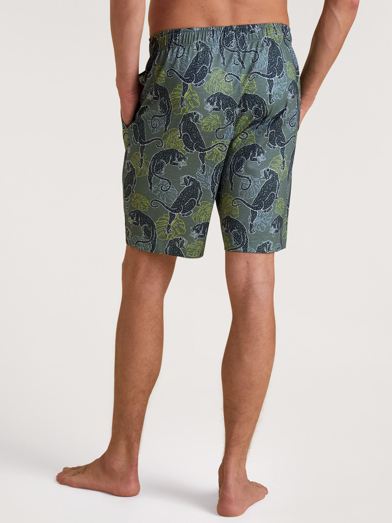 Men Calida Rmx Sleep Holiday Bermudas Sleepwear Laurel Green Print | 354816-RZC