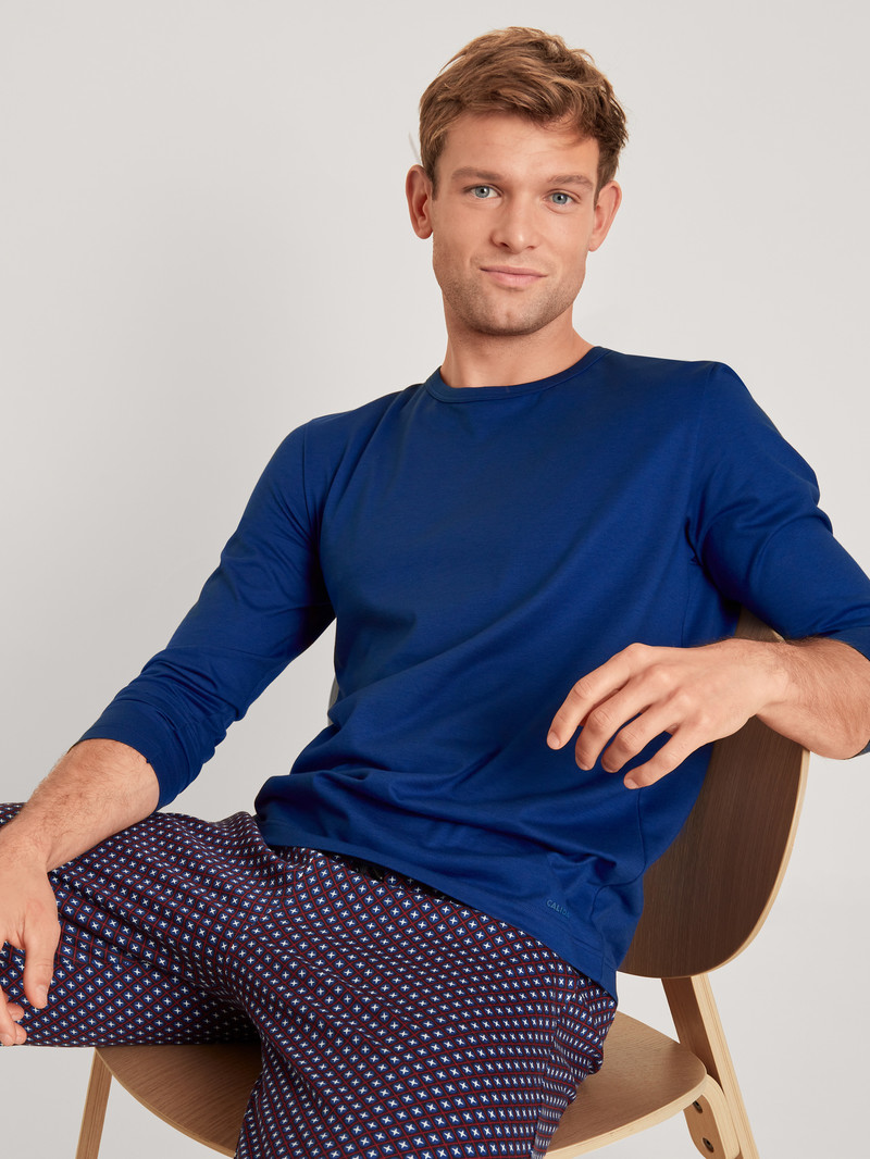 Men Calida Rmx Sleep Holiday Shirt Long Sleeve Sleepwear Sodalite Blue | 829015-OZJ