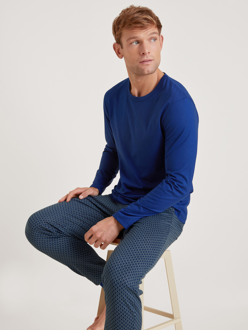 Men Calida Rmx Sleep Holiday Shirt Long Sleeve Sleepwear Sodalite Blue | 829015-OZJ