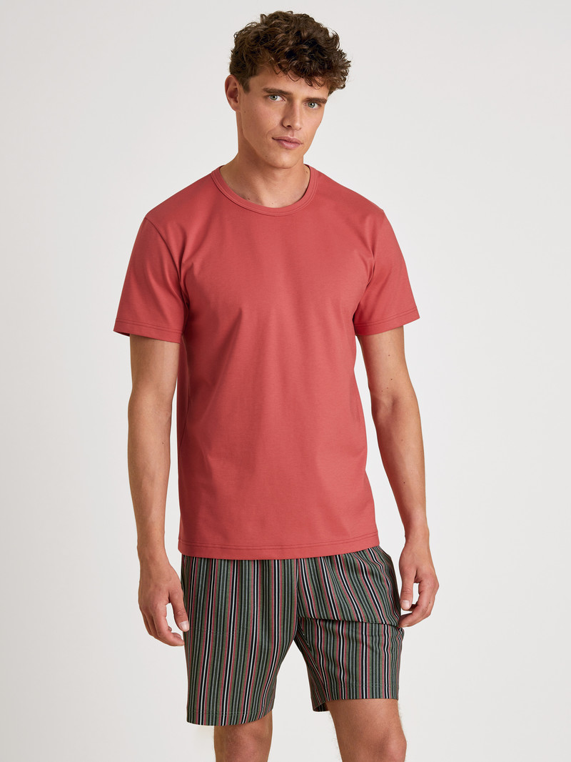 Men Calida Rmx Sleep Holiday T-shirt Sleepwear Mineral Red | 602814-DSX