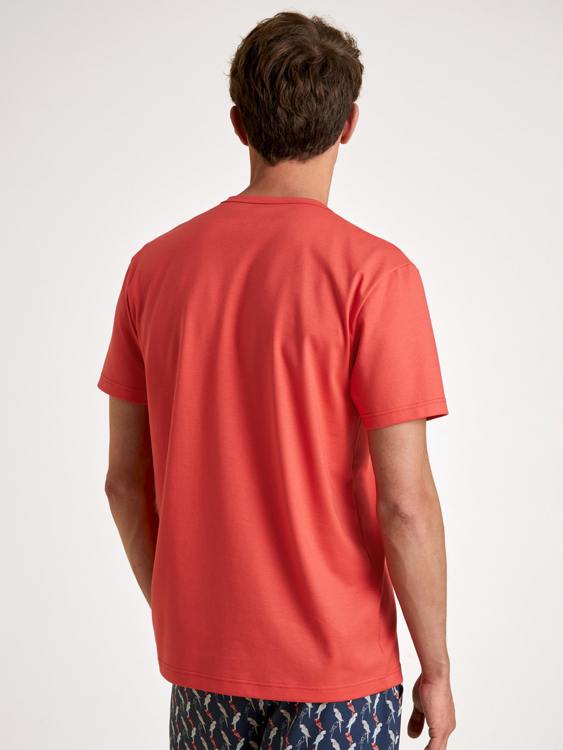 Men Calida Rmx Sleep Time Off T-shirt Summer Outfits Cayenne Red | 961283-YFS