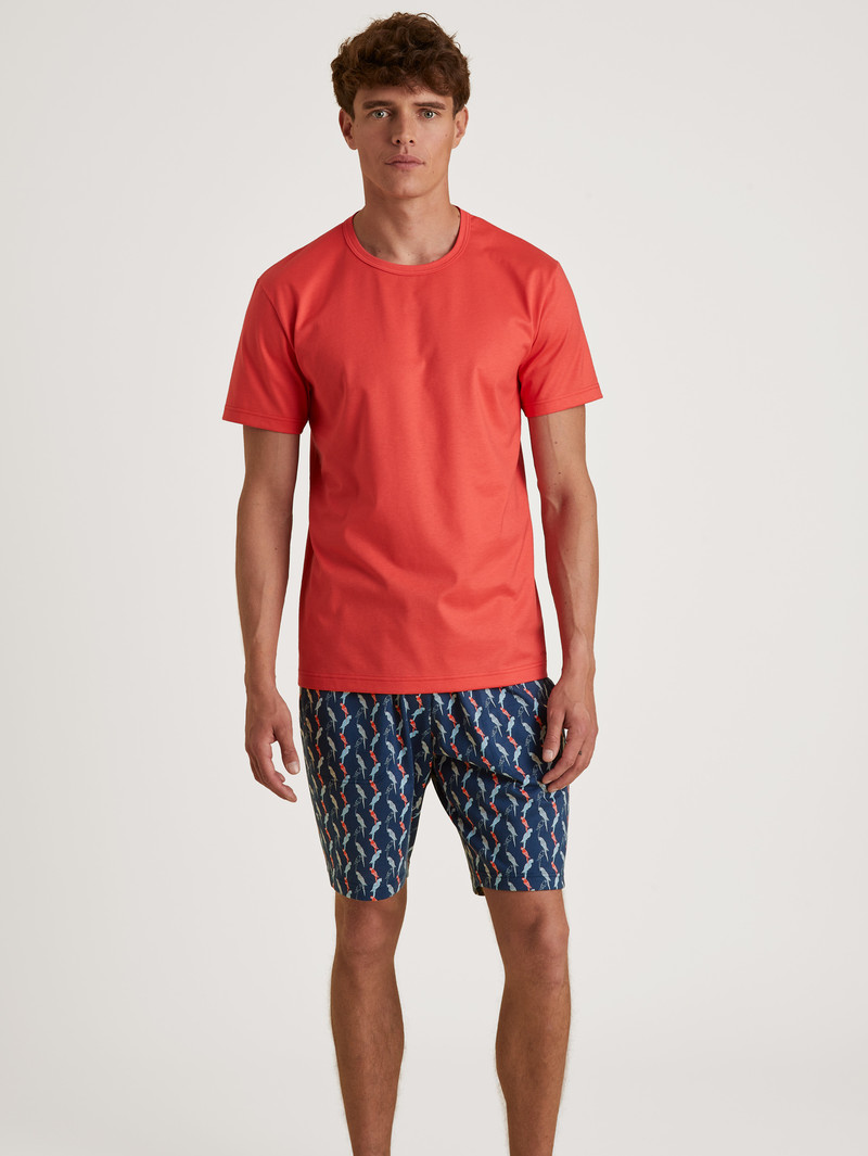 Men Calida Rmx Sleep Time Off T-shirt Summer Outfits Cayenne Red | 961283-YFS