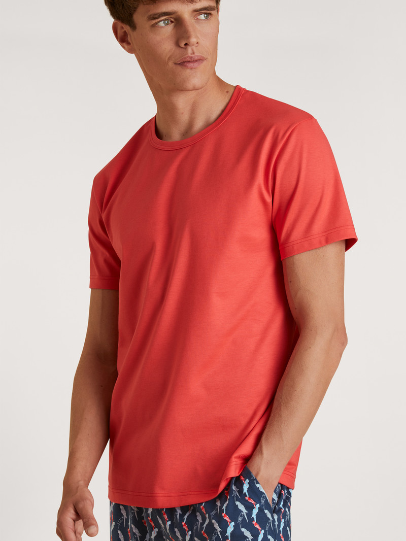 Men Calida Rmx Sleep Time Off T-shirt Summer Outfits Cayenne Red | 961283-YFS