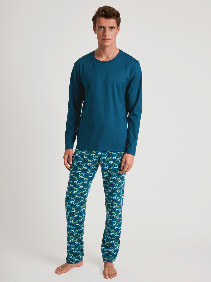 Men Calida Rmx Sleep Weekend Shirt Long Sleeve Sleepwear Legion Blue | 785143-TUP