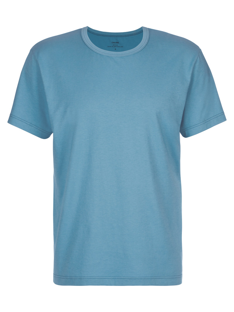 Men Calida Rmx Sleep Weekend T-shirt Summer Outfits Niagara Blue | 856139-TNG