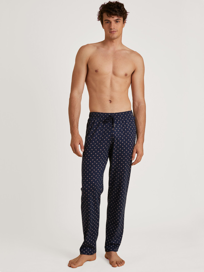 Men Calida Special Long Pants With Side Pockets Sleepwear Dark Sapphire | 960542-XFC