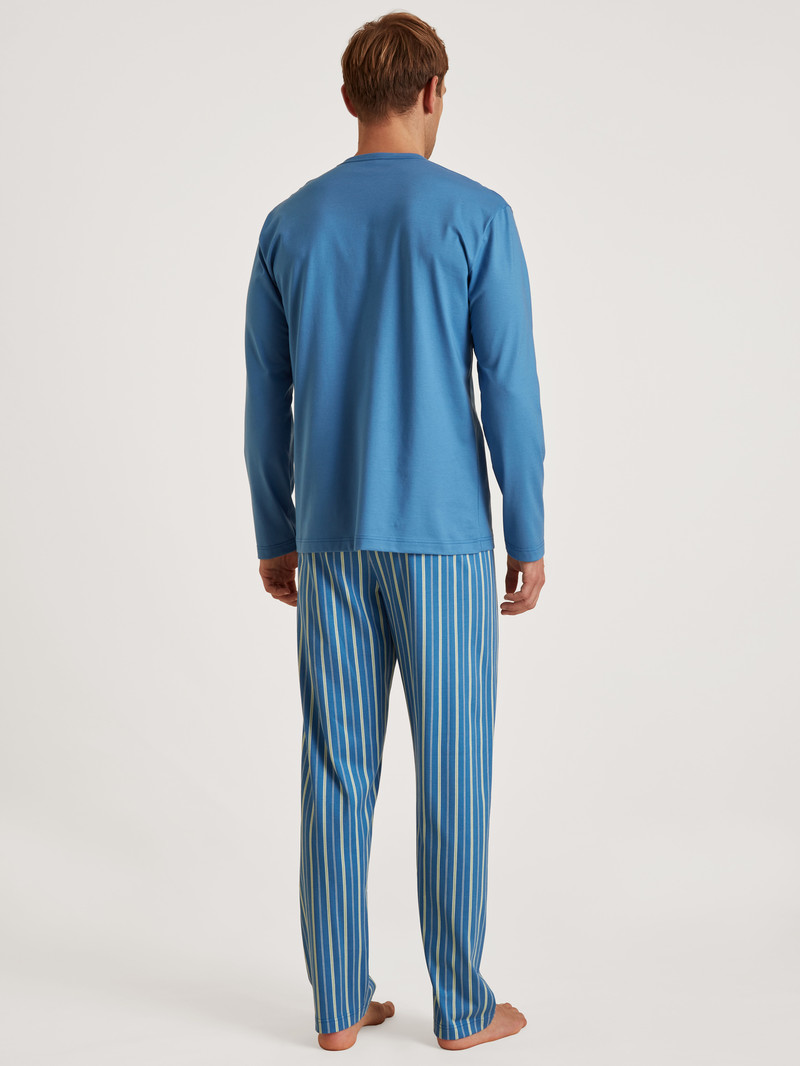 Men Calida Special Pyjama Sleepwear Indian Blue | 347250-ACS