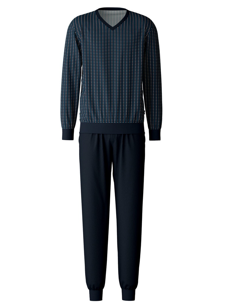 Men Calida Special Pyjama With Cuff Sleepwear Danube Blue | 176452-VQE