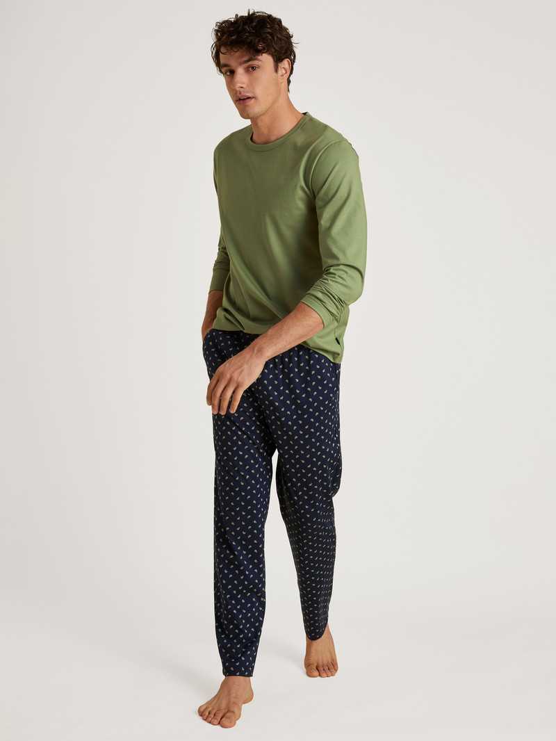 Men Calida Special Shirt Long-sleeve Sleepwear Olive Oil | 750682-ONP