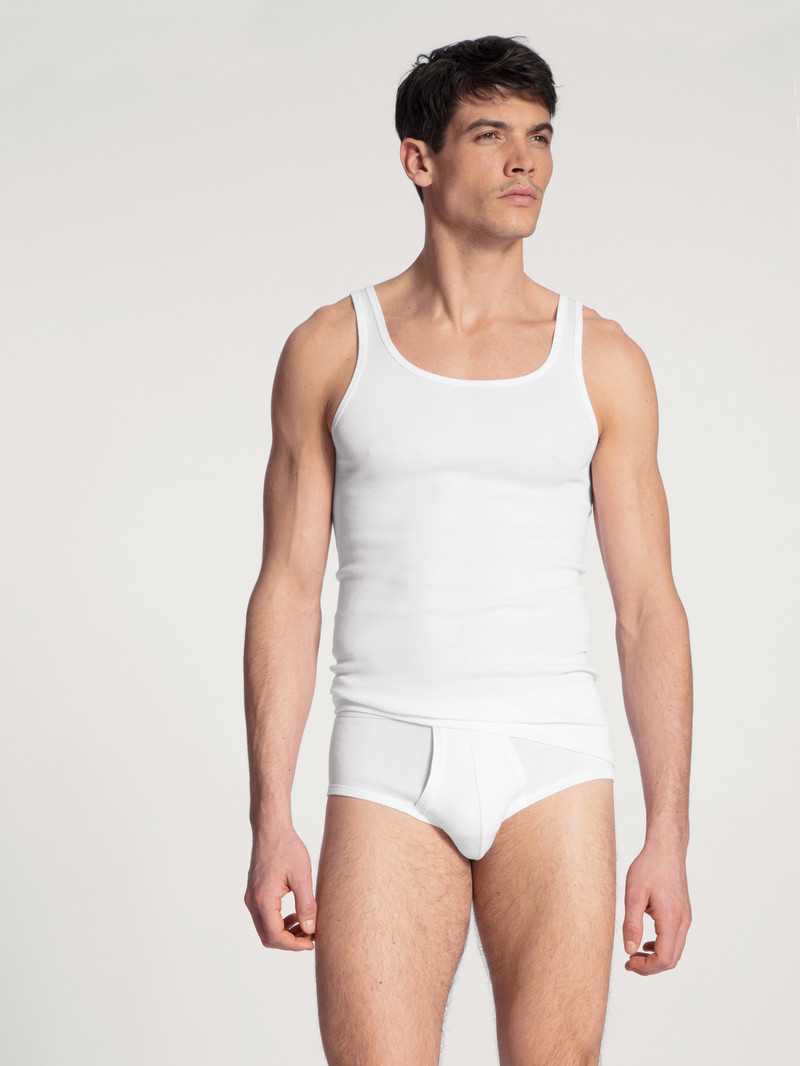 Men Calida Twisted Cotton Athletic Shirt Underwear Weiss | 728359-JUD