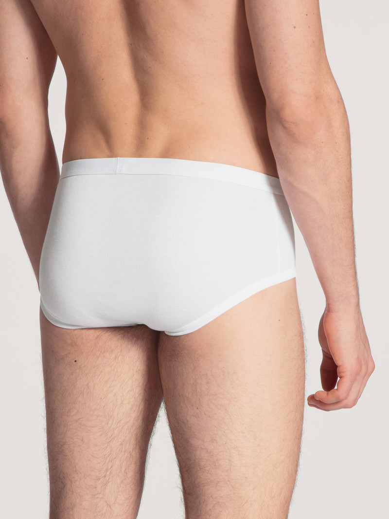 Men Calida Twisted Cotton Classic Brief With Fly Underwear Weiss | 890126-KPX