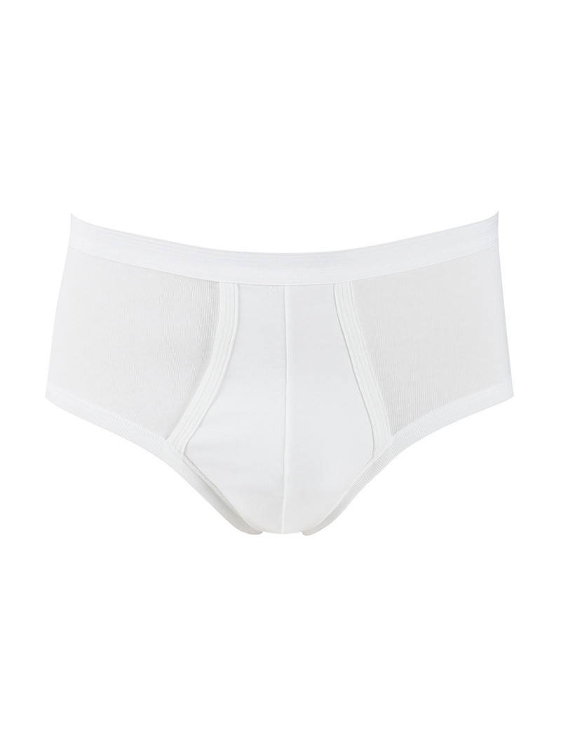 Men Calida Twisted Cotton Classic Brief With Fly Underwear Weiss | 890126-KPX