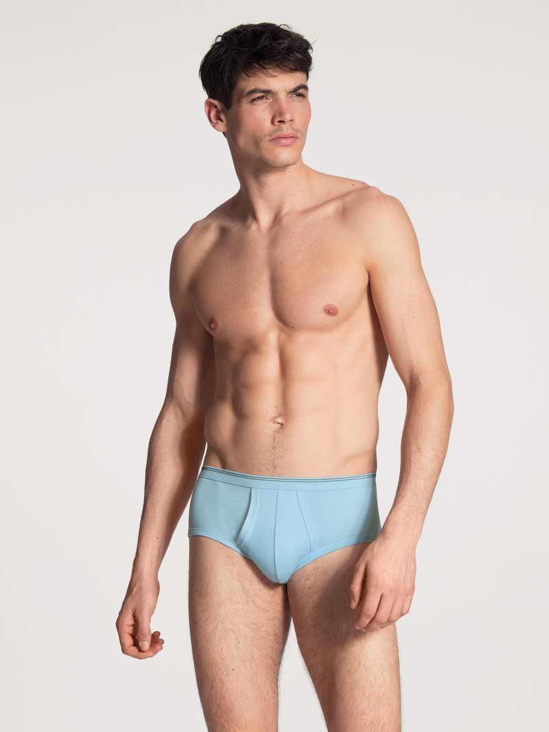 Men Calida Twisted Cotton Classic Brief With Fly Underwear Eisblau | 674958-AMI