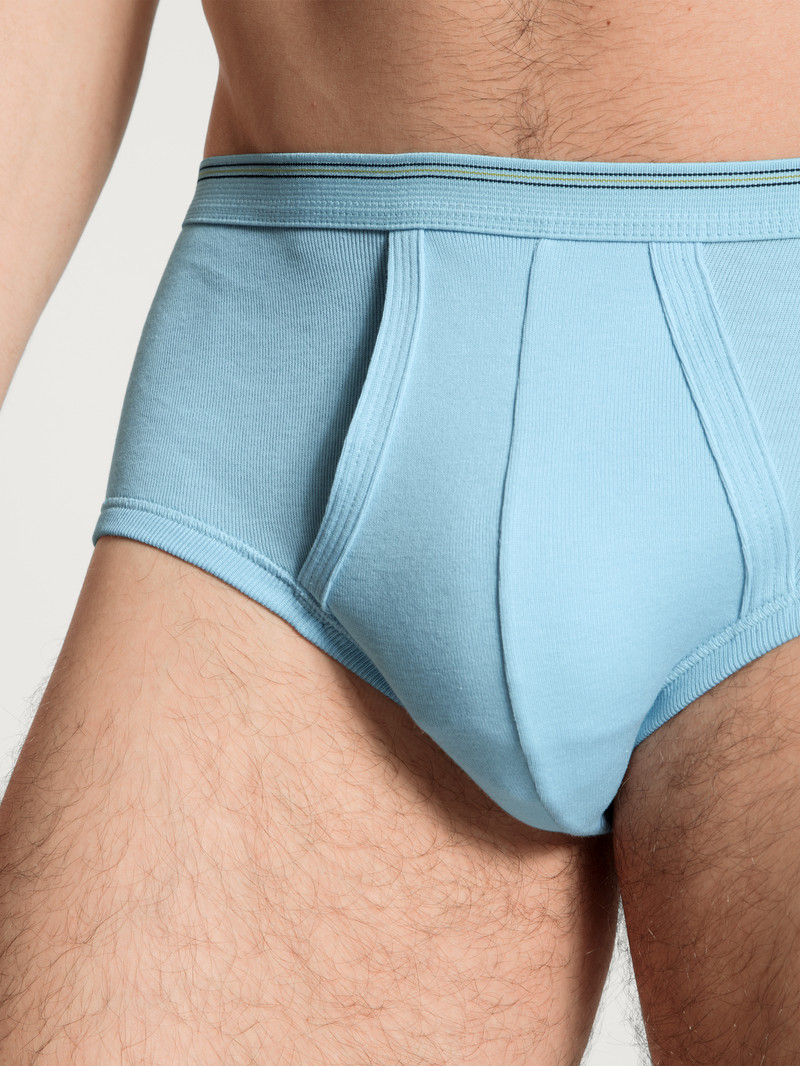 Men Calida Twisted Cotton Classic Brief With Fly Underwear Eisblau | 674958-AMI