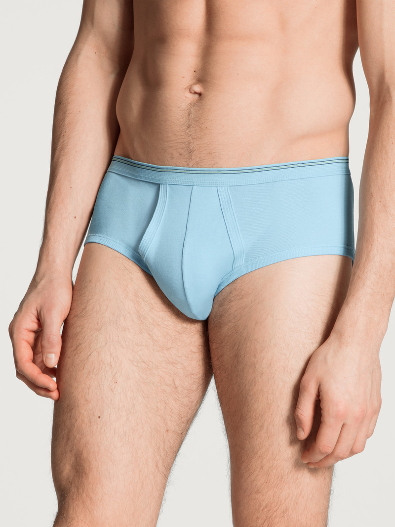 Men Calida Twisted Cotton Classic Brief With Fly Underwear Eisblau | 674958-AMI