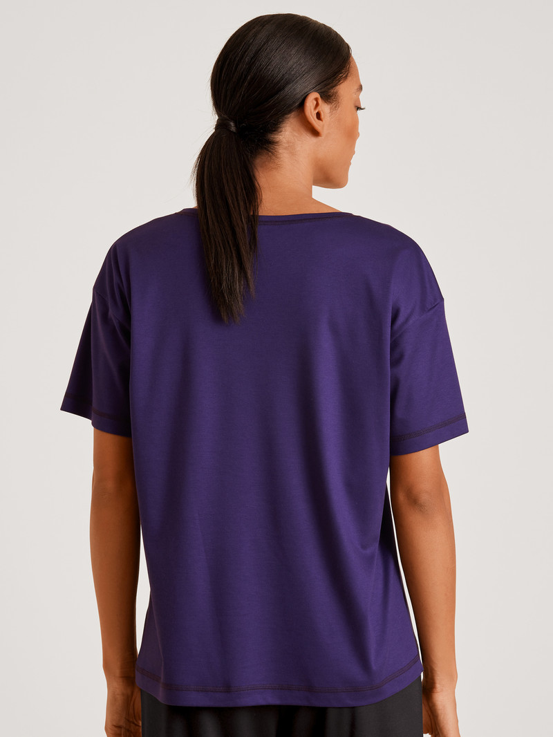 Women Calida 100% Nature Dreams Shirt Short Sleeve, Cradle To Cradle Certified® Sleepwear Parachute Purple | 509631-HTI