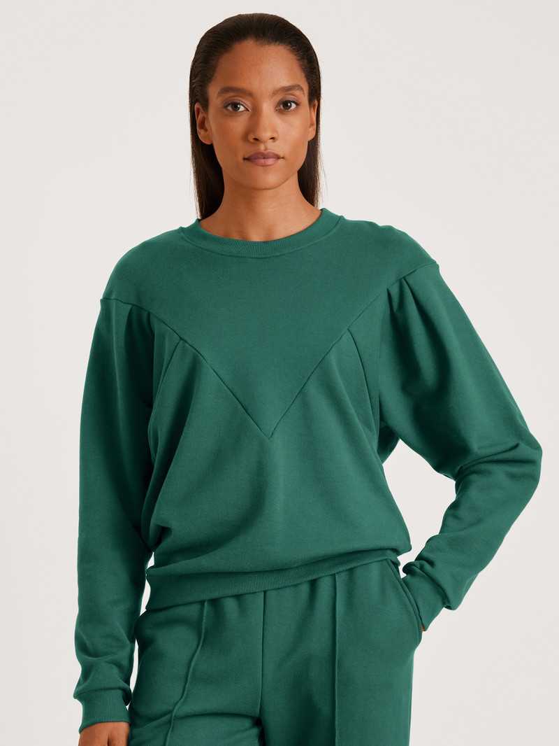 Women Calida 100% Nature Relax Sweatshirt, Cradle To Cradle Certified® Loungewear Galapagos Green | 735104-GJM