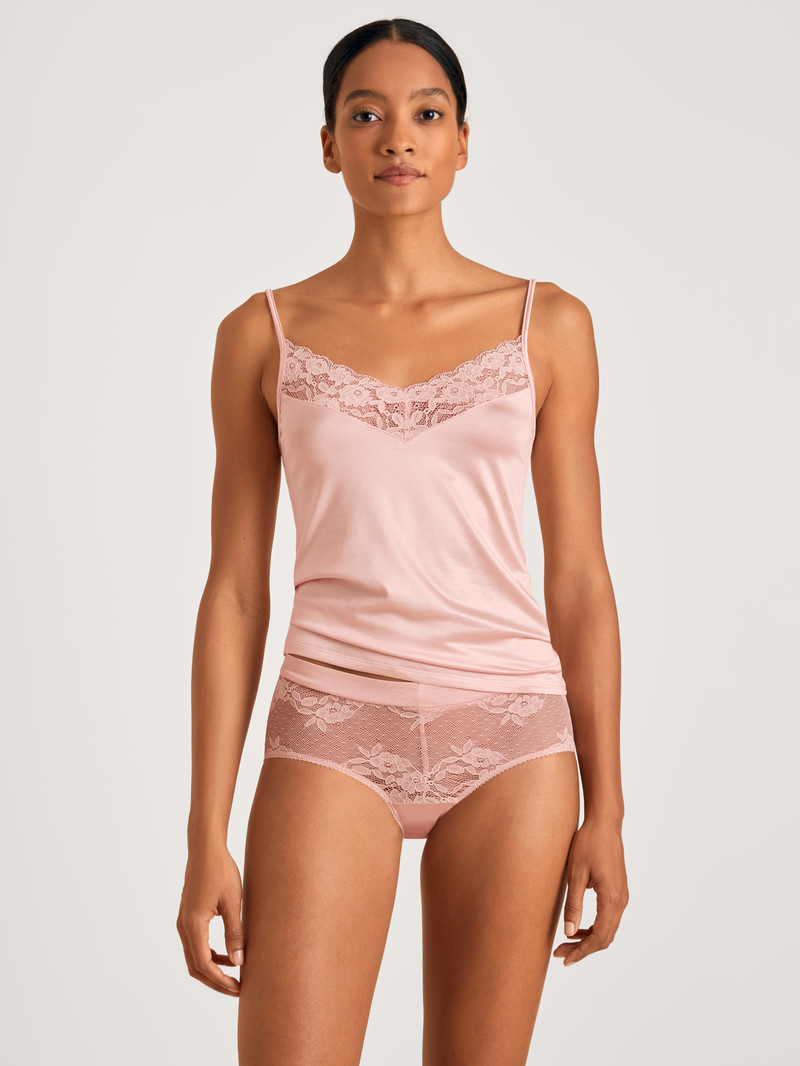 Women Calida 100% Nature Romance Spaghetti Top, Cradle To Cradle Certified® Underwear Peach Rose | 165394-CYU