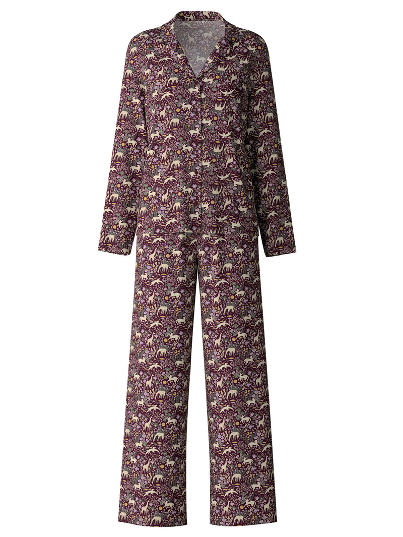 Women Calida African Dreams Pyjama Buttoned Sleepwear Port Royal Red | 368159-AGT