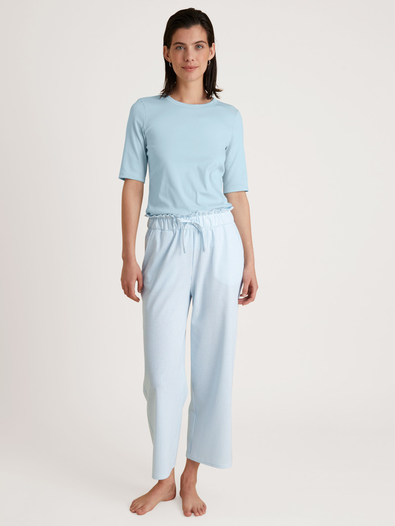 Women Calida Amalfi Journey 7/8 Pants With Paperbag Waistband Sleepwear Cascade Blue | 658273-GMJ