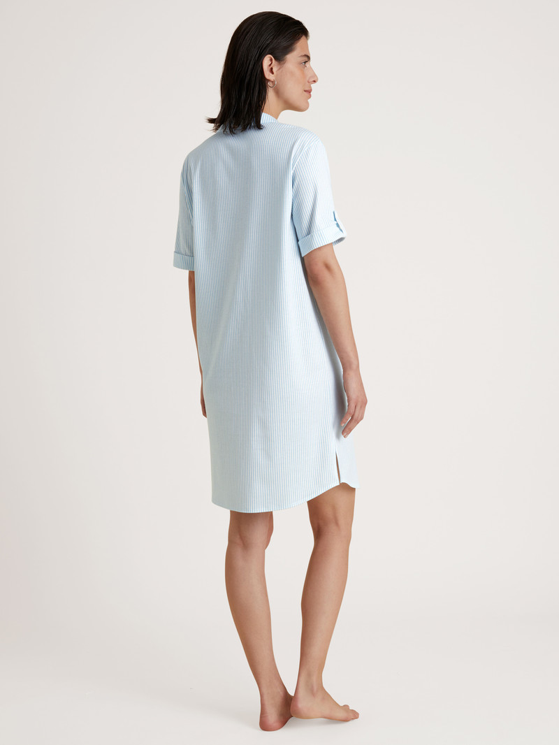 Women Calida Amalfi Journey Nightdress, Length 95 Cm Loungewear Cascade Blue | 254931-RYM