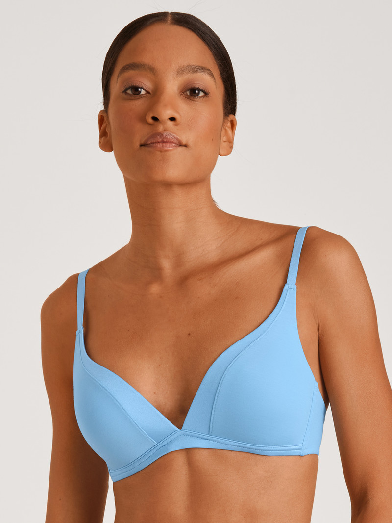 Women Calida Cate Triangle Bra With Padding Underwear Placid Blue | 628931-EBV