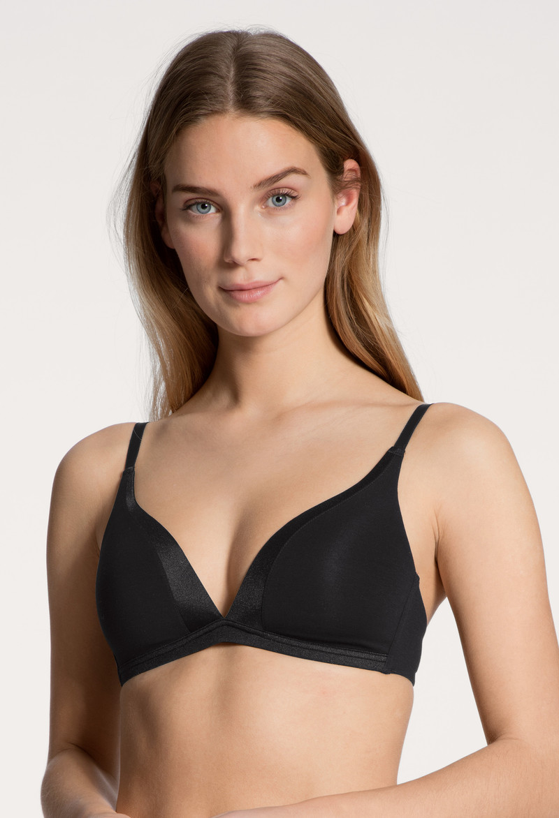 Women Calida Cate Triangle Bra With Padding Underwear Schwarz | 526178-HAU