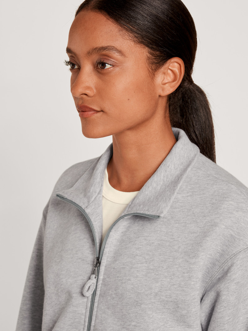 Women Calida Circular Lounge Jacket, Cradle To Cradle Certified® Loungewear Grey Melange | 572910-MOJ