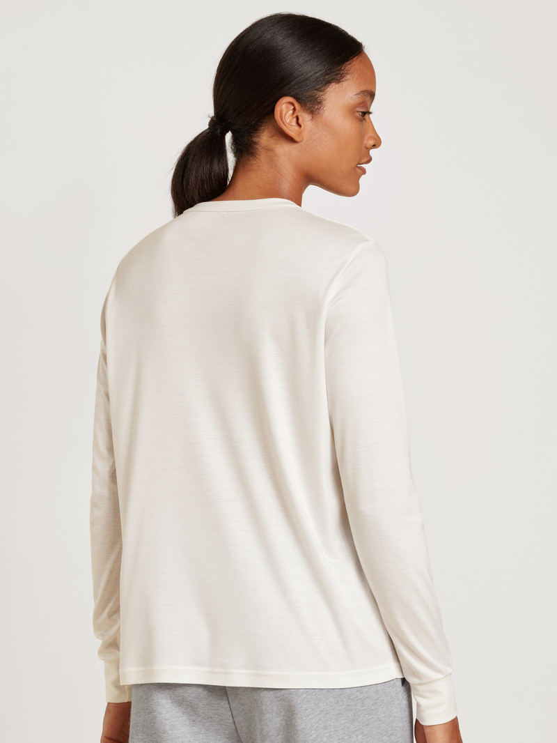 Women Calida Circular Lounge Long-sleeved Shirt, Cradle To Cradle Certified® Loungewear Star White | 512894-KOC