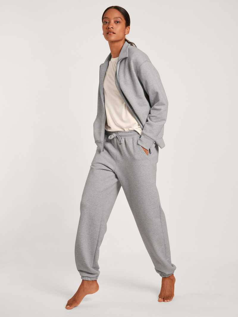 Women Calida Circular Lounge Pants With Cuffs, Cradle To Cradle Certified® Yoga Grey Melange | 058392-CXD