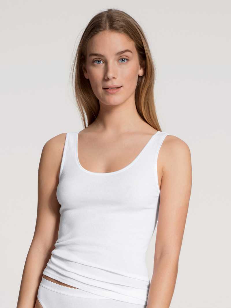 Women Calida Classic Tank Top, Two-pack Underwear White | 165497-PMU